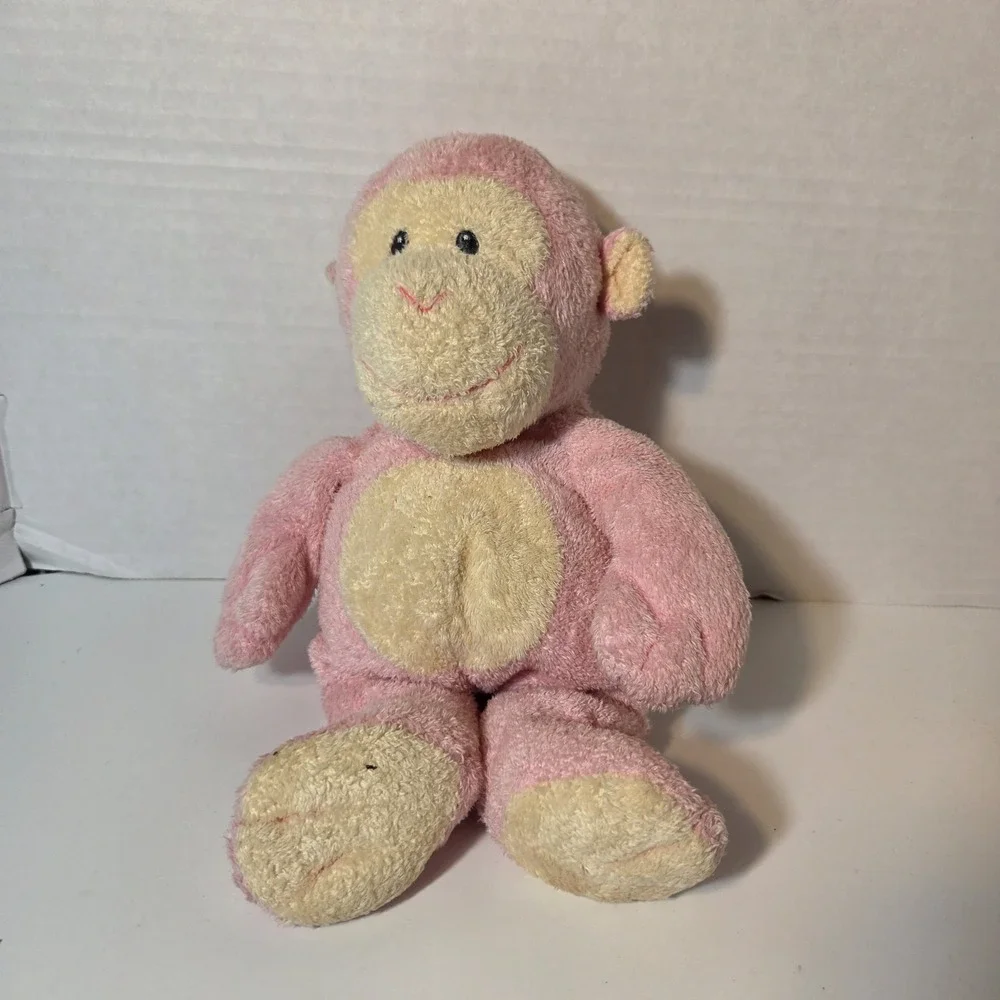 Ty Pluffies Pinky the Monkey Pink Cream Plush Stuffed Animal 2007